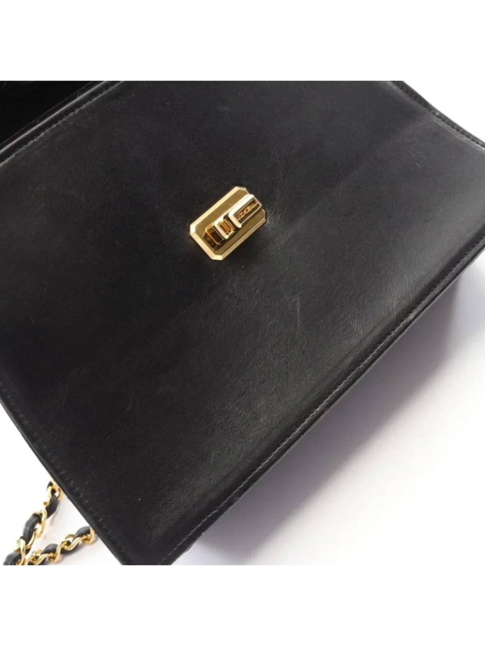 Chanel Shoulder Bag Quilted Black Leather Chain